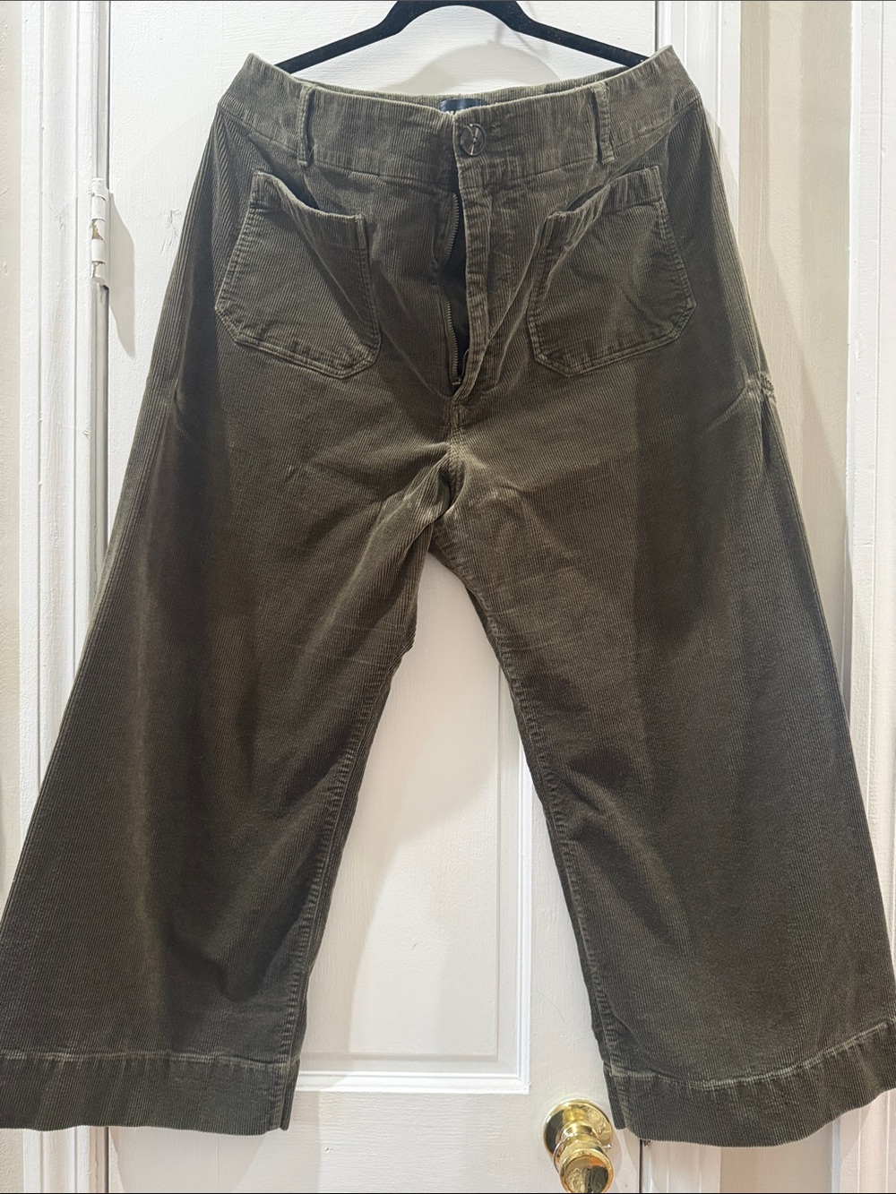 Anthropologie Olive Green Corduroy Wide-Leg Pants